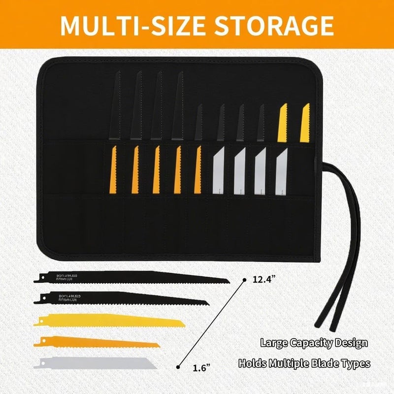 JCWPVA Portable Saw Blade Storage Case - Durable Black Fabric Holder for Reciprocating, Jigsaw & Wood Pruning Blades - Compact & Lightweight for DIY, Contractors & Professionals (Case Only) - Image 3